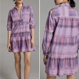 Pilcro Tangier Anthro Purple Lavender Plaid Mini
Shirtdress XS